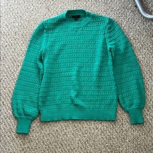 J. Crew Green Crew Neck Sweater with Ribbed Cuffs
